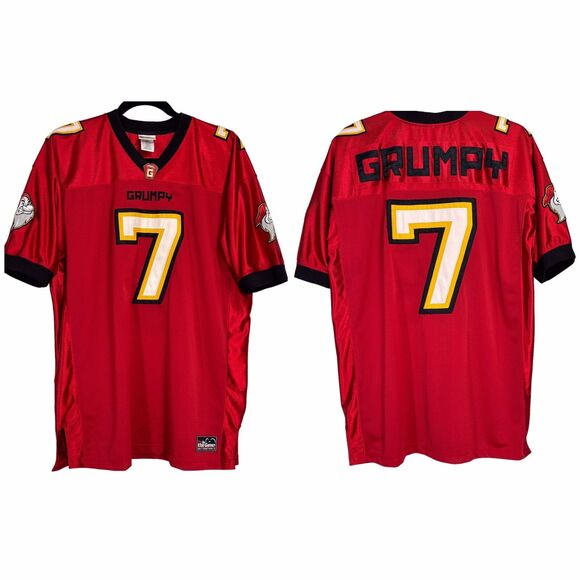 Disney World Jersey Mens Large Red Grumpy #7 In The Game Embroidered Football - Picture 1 of 15